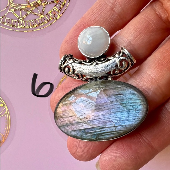 925 OMG OMG! Choose from 10! FLASH LABRADORITE + Moonstone Pendant Necklace - Picture 6 of 13